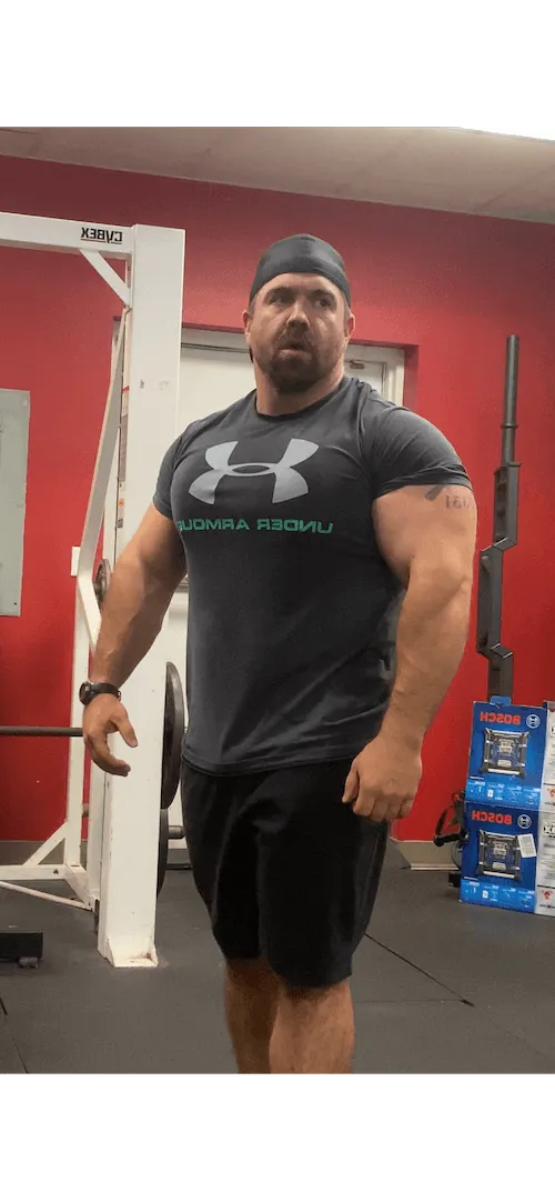 Andy Baker on the gym floor at Baker Personal Training, Kingwood, Texas.