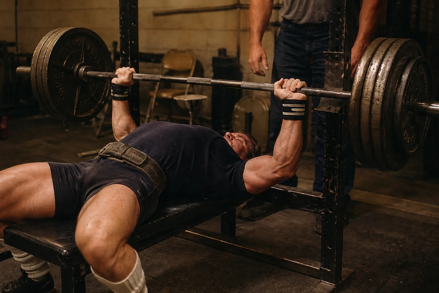 Powerlifter on the competition platform